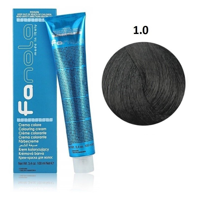 Professionaalne juuksevärv Fanola Color Cream, 1.0 Black, 100 ml hind ja info | Juuksevärvid | kaup24.ee