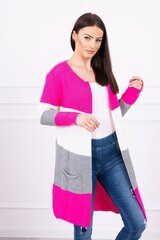 Rihmadega kampsun Cardigan roosa neoon+ekru kesi-17243-U hind ja info | Naiste kampsunid | kaup24.ee