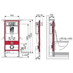 Tece Profil 4 in 1 WC каркасная стена 9400005 цена и информация | Детали для унитазов, биде | kaup24.ee