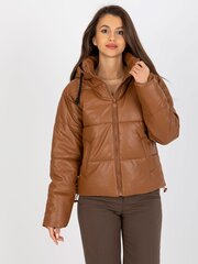 hellbraune gesteppte kunstlederjacke mit capuze цена и информация | Женские куртки | kaup24.ee