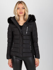 черная стеганая переходная куртка с мехом на капюшоне цена и информация | Женские куртки | kaup24.ee