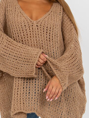 темно-бежевый свитер оверсайз с v-образным вырезом och bella цена и информация | Женские кофты | kaup24.ee