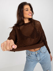 коричневый ажурный летний свитер с длинным рукавом цена и информация | Женские кофты | kaup24.ee
