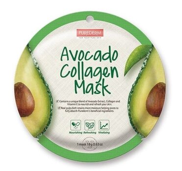 Коллагеновая маска для лица с экстрактом авокадо Purederm Avocado Collagen18 г цена и информация | Маски для лица, патчи для глаз | kaup24.ee