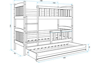 Lastevoodi BMS46BZI, 80x190 cm, valge/sinine hind ja info | Lastevoodid | kaup24.ee