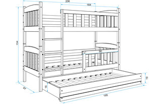 Lastevoodi BMS47PB, 90x200 cm, hall/valge hind ja info | Lastevoodid | kaup24.ee