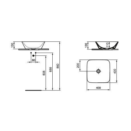 Pinnapealne valamu Ideal Standard Connect Air, 40x40 cm hind ja info | Kraanikausid, valamud | kaup24.ee