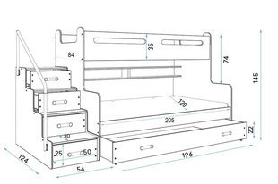 Lastevoodi BMS187B, 90x200 cm, valge hind ja info | Lastevoodid | kaup24.ee