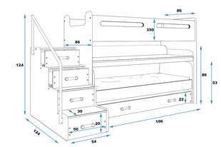 Lastevoodi BMS190B, 80x200 cm, valge hind ja info | Lastevoodid | kaup24.ee