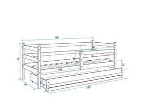 Lastevoodi BMS92BB, 80x190 cm, valge hind ja info | Lastevoodid | kaup24.ee