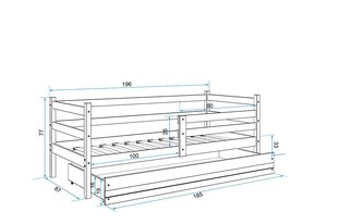 Детская кроватка BMS92PRP, 80x190 см,  коричневый/серый цена и информация | Детские кровати | kaup24.ee