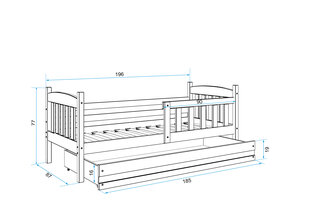 Lastevoodi BMS96BP, 80x190 cm, valge/hall hind ja info | Lastevoodid | kaup24.ee