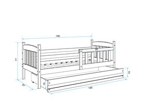 Lastevoodi BMS96PB, 80x190 cm, hall/valge hind ja info | Lastevoodid | kaup24.ee