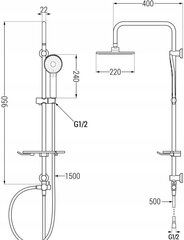 Dušisüsteem Surface Mexen T40, kuldne hind ja info | Komplektid ja dušipaneelid | kaup24.ee
