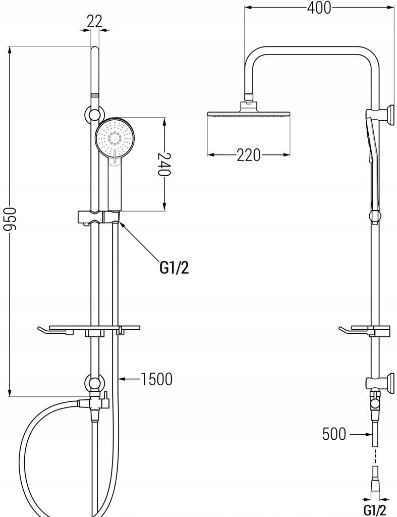 Dušisüsteem Surface Mexen T40, kuldne hind ja info | Komplektid ja dušipaneelid | kaup24.ee