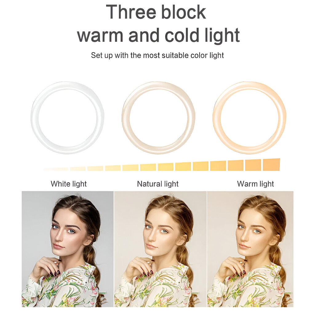 14-tolline LED-rõngasvalgusti koos alusega Livman LJJ-36 hind ja info | Fotovalgustuse seadmed | kaup24.ee
