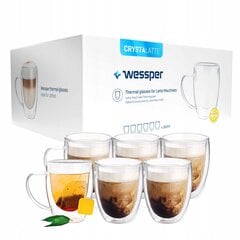 Wessper latte klaasid 350 ml 6 tk hind ja info | Klaasid, tassid ja kannud | kaup24.ee