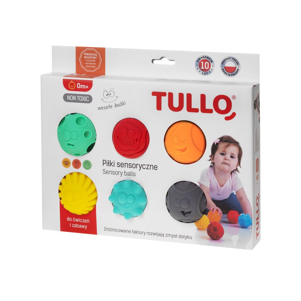 Sensoorset arengut toetavad pallid Tullo, emotikonid, 6 tk, 462 hind ja info | Imikute mänguasjad | kaup24.ee
