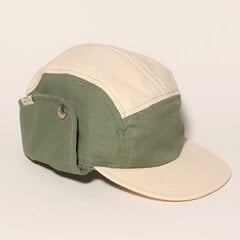 KIETLA Camper Cap UPF50 orgaanilisest puuvillast kuklakaitsega nokamüts toon GREEN-NATURAL, vanusele 1-2 aastat KC2GN hind ja info | Naiste mütsid ja peapaelad | kaup24.ee