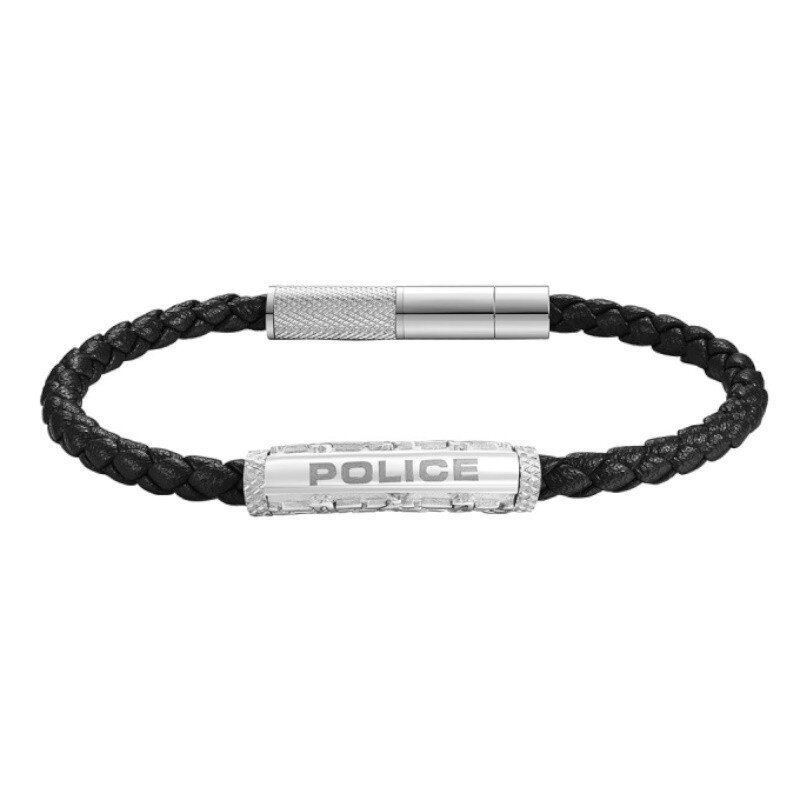 Police Warren Black Leather With Stainless Steel Wing Logo Gents Bracelet PEAGB0033601 PEAGB0033601 цена и информация | Kaelakeed | kaup24.ee