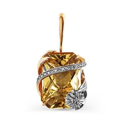 Золотой кулон с бриллиантом и цитрином цена и информация | Украшения на шею | kaup24.ee