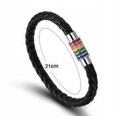 Vikerkaare nahast LGBT BRANCH BANDLET PL48h RB1-BLACK-01 hind ja info | Käevõrud, käeketid | kaup24.ee