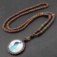 NEPAL BUDDHA MALA Tiibeti puidust kaelakee Käsitsi valmistatud amulett EL85 hind ja info | Kaelakeed | kaup24.ee