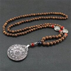 NEPAL BUDDHA MALA Tiibeti puidust kaelakee Käsitsi valmistatud amulett EL84 hind ja info | Kaelakeed | kaup24.ee