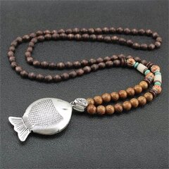 NEPAL BUDDHA MALA Tiibeti puidust kaelakee Käsitsi valmistatud amulett EL83 hind ja info | Kaelakeed | kaup24.ee