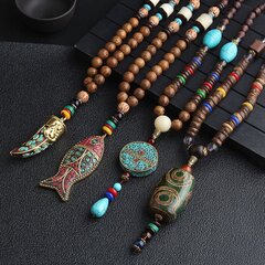 Деревянное ожерелье NEPAL BUDDHIST MALA Tibetan PAW HAND-MADE EL80 цена и информация | Украшения на шею | kaup24.ee