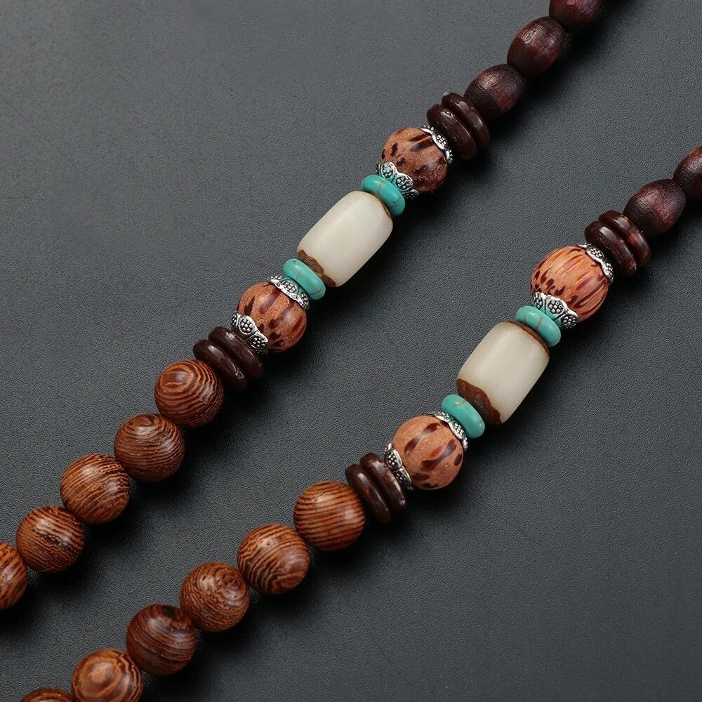 NEPAL BUDDHA MALA Tiibeti puidust kaelakee Käsitsi valmistatud amulett EL79 цена и информация | Kaelakeed | kaup24.ee