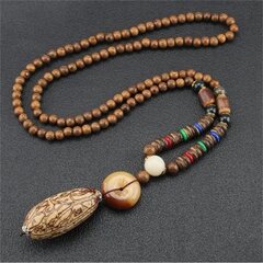 NEPAL BUDDHA MALA Tiibeti puidust kaelakee Käsitsi valmistatud amulett EL78 hind ja info | Kaelakeed | kaup24.ee