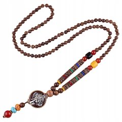 NEPAL BUDDHA MALA Tiibeti puidust kaelakee Käsitsi valmistatud amulett EL77 hind ja info | Kaelakeed | kaup24.ee