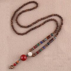 Деревянное ожерелье NEPAL BUDDHIST MALA Tibetan CORALS TALISMAN HMADE EL76 цена и информация | Украшения на шею | kaup24.ee