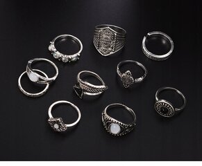 Серебряные кольца RETRO PUNK BOHO 95 SET OF RETRO RINGS 95 цена и информация | Кольцо | kaup24.ee