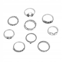 Серебряные кольца RETRO PUNK BOHO 90 SET OF RETRO RINGS 90 цена и информация | Кольцо | kaup24.ee