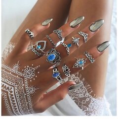 серебряные кольца RETRO PUNK BOHO 76 SET OF RETRO RINGS 76 цена и информация | Кольцо | kaup24.ee