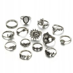 Серебряные кольца RETRO PUNK BOHO 75 SET OF RETRO RINGS 75 цена и информация | Кольцо | kaup24.ee