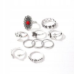 серебряные кольца RETRO PUNK BOHO 13 SET OF RETRO RINGS 13 цена и информация | Кольцо | kaup24.ee