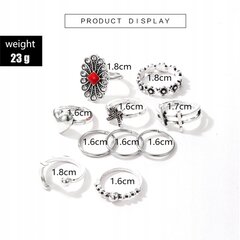 серебряные кольца RETRO PUNK BOHO 13 SET OF RETRO RINGS 13 цена и информация | Кольцо | kaup24.ee