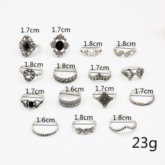 Серебряное кольцо RETRO PUNK BOHO 05 RETRO RING SET 5 цена и информация | Кольцо | kaup24.ee