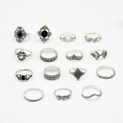 Серебряное кольцо RETRO PUNK BOHO 05 RETRO RING SET 5 цена и информация | Кольцо | kaup24.ee