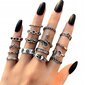 RETRO PUNK VINTAGE 16 tk CASUAL SET SILVER RINGS Z26 цена и информация | Sõrmused | kaup24.ee