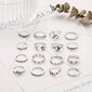 RETRO PUNK VINTAGE 16 tk CASUAL SET SILVER RINGS Z26 цена и информация | Sõrmused | kaup24.ee