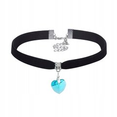 CHOKER CLASSIC HANDLING CIRCLE HEART PENDANT Gothic BLUE CH18 hind ja info | Kaelakeed | kaup24.ee