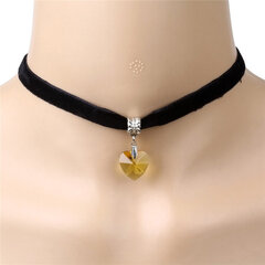 CHOKER CLASSIC HANDLING WITH CIRCLE HEART PENDANT Gothic GOLD YELLOW CH17 цена и информация | Украшения на шею | kaup24.ee