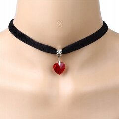 CHOKER CLASSIC KÄSIPAIGALDUS CIRCLE HEART PENDANT Gooti PUNANE CH16 hind ja info | Kaelakeed | kaup24.ee