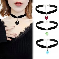 CHOKER CLASSIC HANDSHIP WITH CIRCLE HEART PENDANT Gothic BLACK CH15 hind ja info | Kaelakeed | kaup24.ee