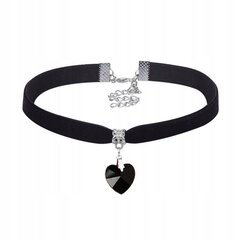 CHOKER CLASSIC HANDSHIP WITH CIRCLE HEART PENDANT Gothic BLACK CH15 цена и информация | Украшения на шею | kaup24.ee