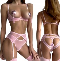 Комплект нижнего белья BUST OPEN BUST BANDED NUTTIES STRING PANTIES Pink S EL273_S цена и информация | Сексуальное женское белье | kaup24.ee